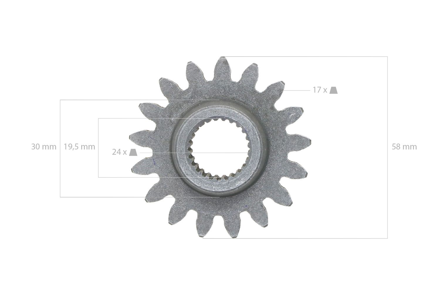 Pinon 17Tx24T Kubota B5000, B5001, B5100, Zen Noh ZB5000, ZB5001, ZB5100,
