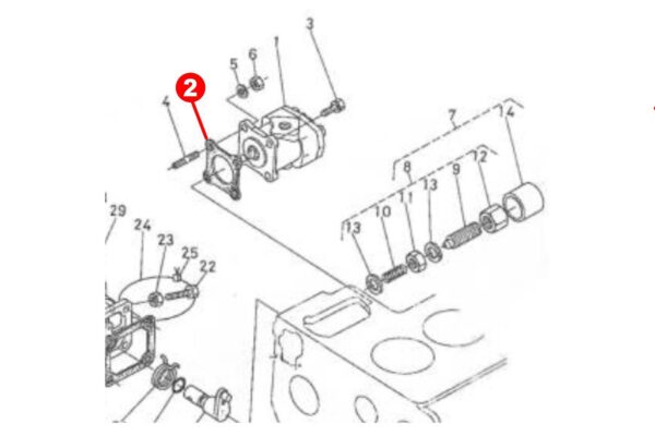 Junta bomba hidráulica Kubota B-, B1-, CF-, KH, F-, XB-Types, Zen Noh ZB-Types - Imagen 2