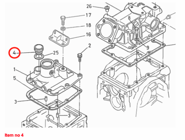 Tapón del depósito de aceite (caja de cambios) Kubota A-, B-, F-, FZ-Types, Hinomoto CX-Types, Zen Noh ZB-Types, - Imagen 3