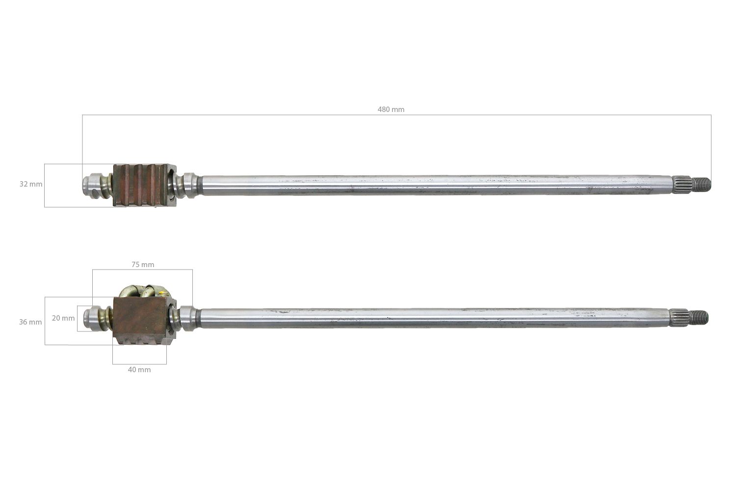Husillo de dirección Kubota B-10, B4200, B5001, B5100, B6000, B6001, B6100, B7000, B7001, B7100, B8100,