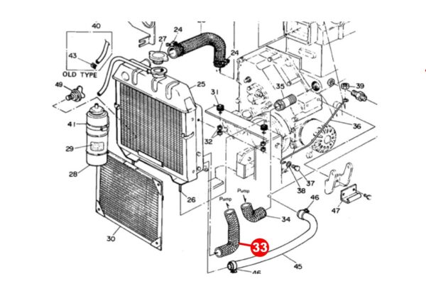 Manguito de radiador (inferior) Yanmar YM-Types, John Deere (superior) 650, 750, - Imagen 3