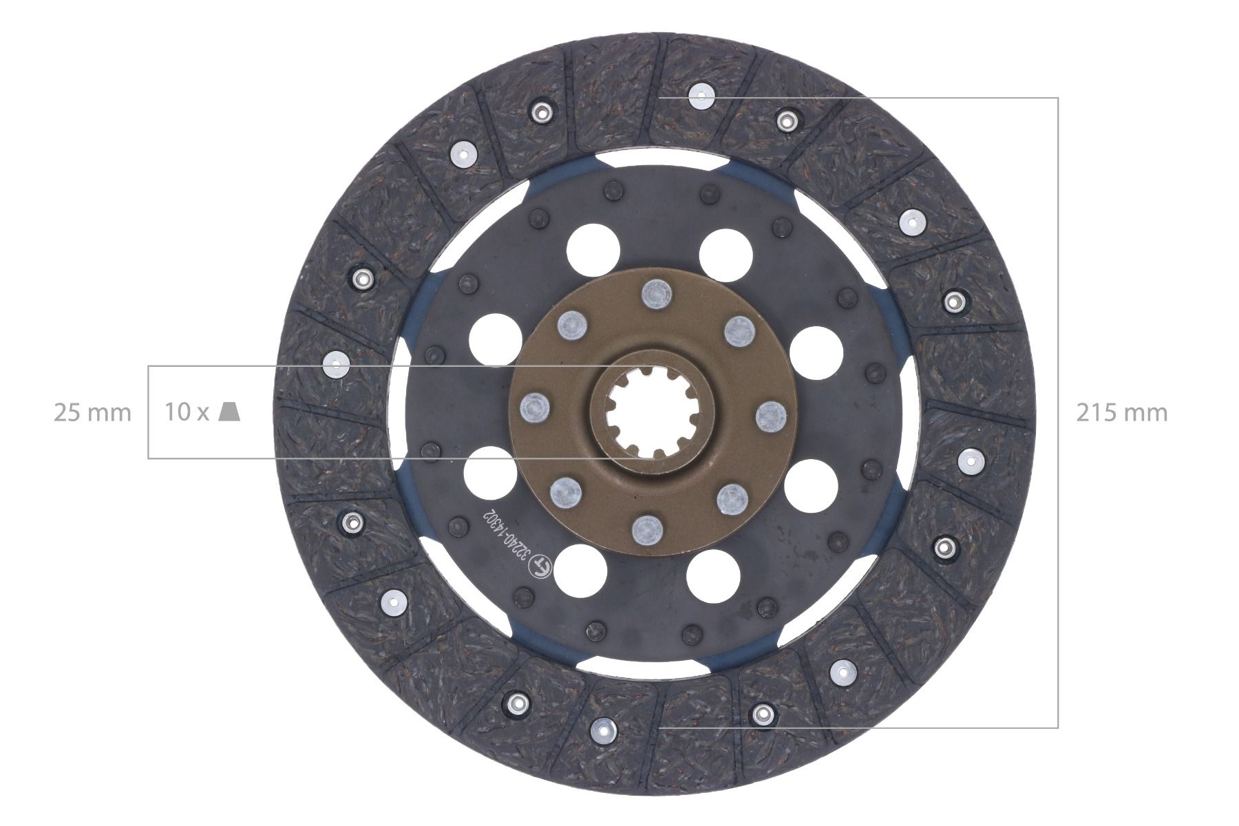 Placa de embrague 215mm Kubota, Case IH, Ford / New Holland, Shibaura, Hinomoto, Zen Noh, Kioti, Ransomes,