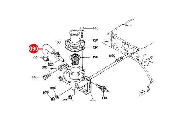 Manguito de radiador (Bypass) Kubota D1100, DH1101, D1301, S2200, S2600, S2800, V1501, - Imagen 3