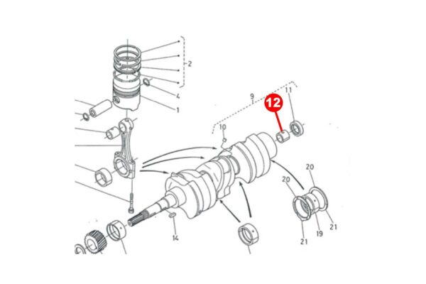 Cojinete volante motor Kubota B6000, B7000, Z650, ZL600, Zen Noh ZB6000, ZB7000, - Imagen 4