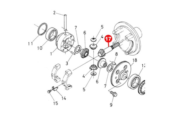 Pignon (delantero ) Kubota L1-18, L1-20, L1-22, L1-24, L1-26, L1-28, L1-R18, L1-R20, L1-R22, L1-R24, L1-R26, L1-R28, - Imagen 2
