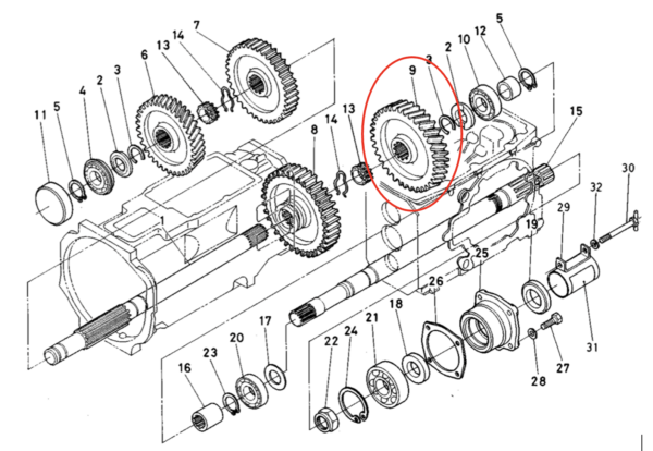 Pinon 1.ª marcha 45T x 26 dientes Kubota L1501, L1801, L2201, L2203, Kioti / Daedong L2203, LK2554, - Imagen 3