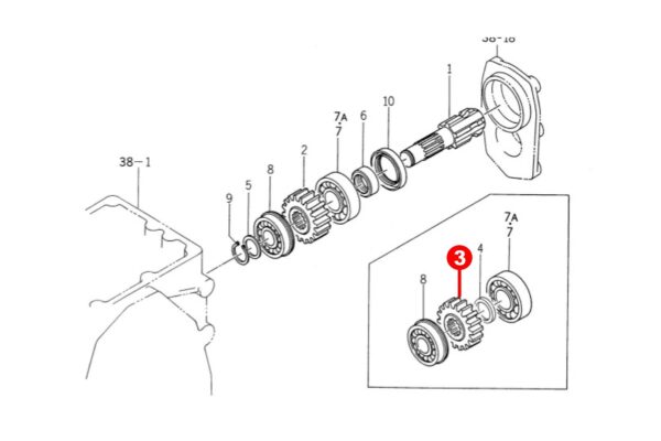 Pinon 13 / 19 dientes TDF Iseki TU-, TX-Tipos, Bolens, Massey Ferguson, White, - Imagen 6