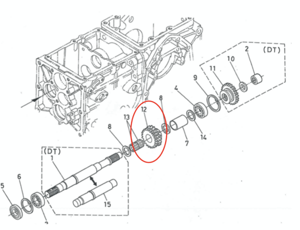 Pinon 22DX15D Kubota B40, B1200, B1400, B1402 - Imagen 6
