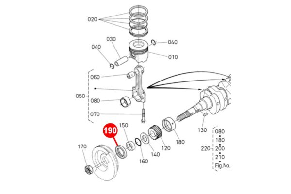 Cigüeñal Réten (delantero) Kubota B5001, B7000, B-10, XB-1, XB-1D, B1400, B1500, B1402, B1502, B1-15, B1600, B1-16, B1702, B1-17 - Imagen 4