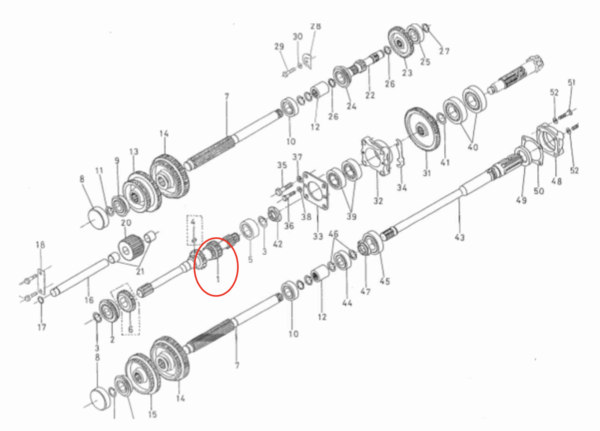 Eje principal Kubota L225, L2000, - Imagen 5