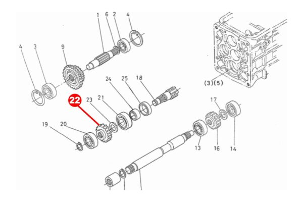 Pinon 22T x 24Splines Kubota B5000, B5001, - Imagen 5