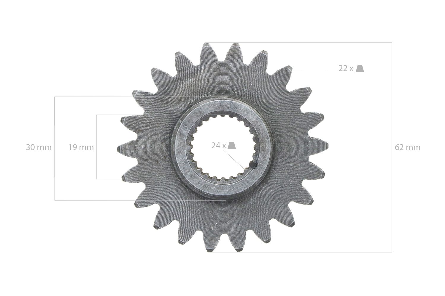 Pinon 22T x 24Splines Kubota B5000, B5001,
