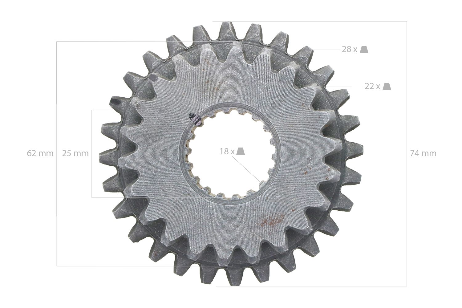 Pinon Kubota 22TX28T 18 splines