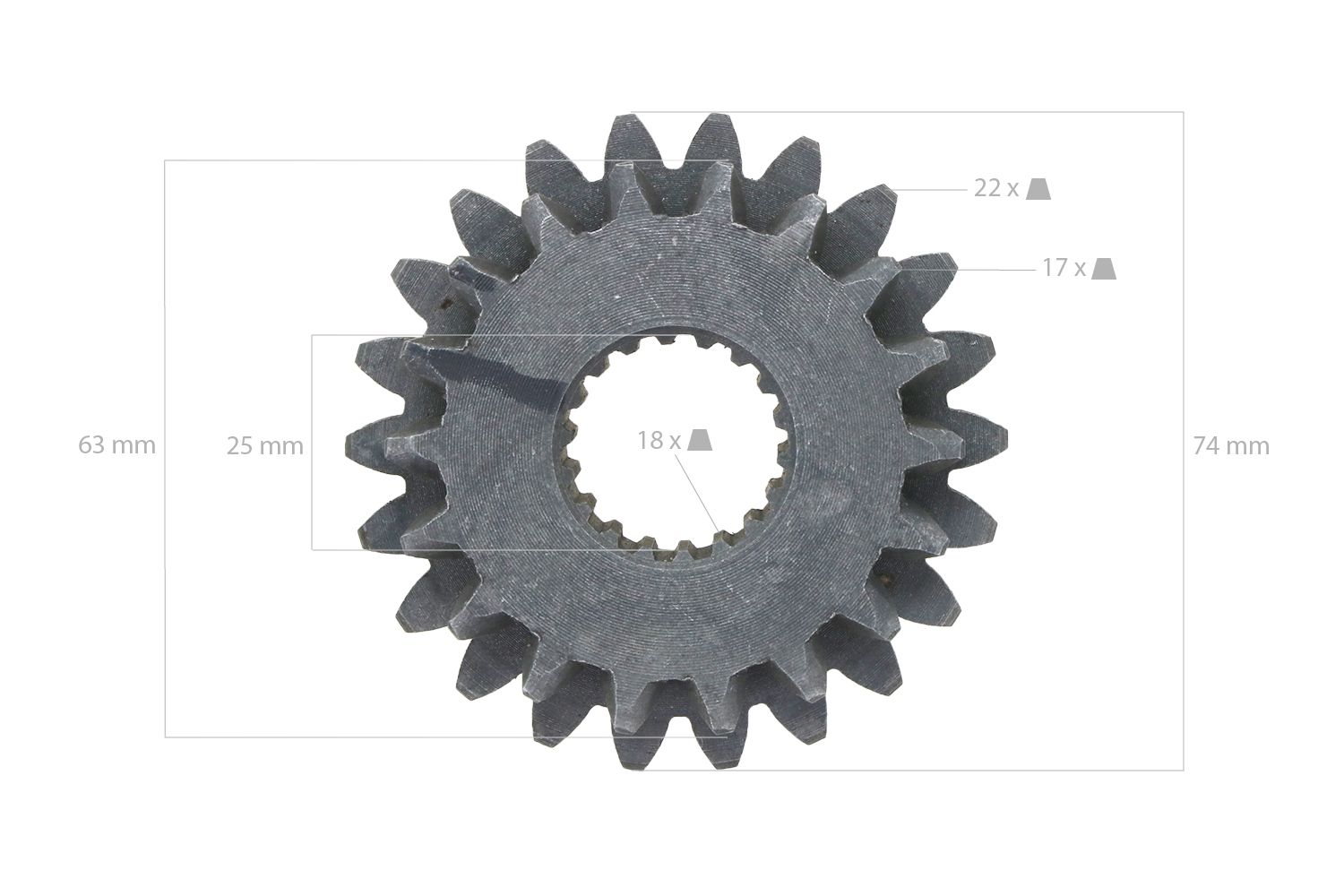 Piñón de la toma de fuerza Kubota B5000, B5200,