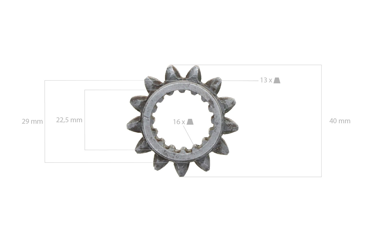 Pinon 13TX16T Kubota B1200, B1400, B1402, B1-14, B1-15, B40
