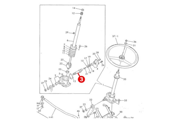 Eje de dirección (horizontal) Yanmar F-, Ke-, YM-Types, Kubota B-Types, - Imagen 6