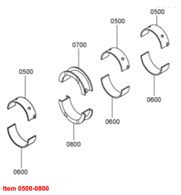 Juego de cojinete principal (STD) Mitsubishi K3B, K3C, K3D, K3E, K3F, MVS3L, MVS3L2, S3L, S3L2, Captain, Startrac, Etc., - Imagen 3