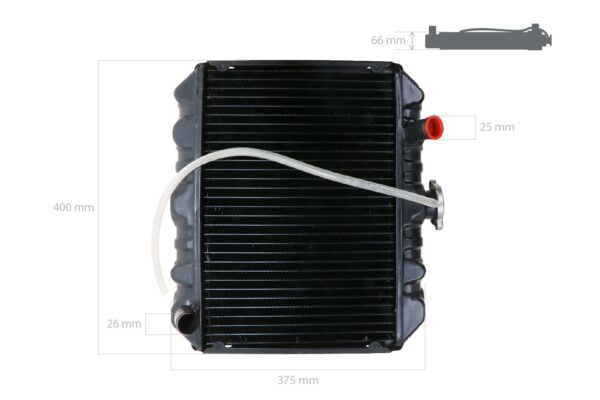 Radiador Kubota Aste A15, A17, A19, A155, A175, A195, Hinomoto CX16, CX18, CX19, CX150, CX160, CX180, CX200 - Imagen 2