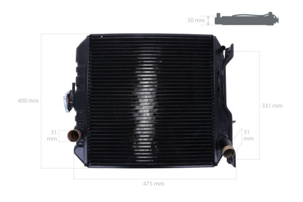Radiador Kubota Sunshine, L1-185, L1-195, L1-205, L1-215, L1-225, L1-235, L1-245, L1-255, L1-265, L1-285, ZL1-185, ZL1-195, ZL1-205, ZL1-215, ZL1-225, ZL1-235, ZL1-245, ZL1-255, ZL1-265, ZL1-285, L2650 L2950 - Imagen 3