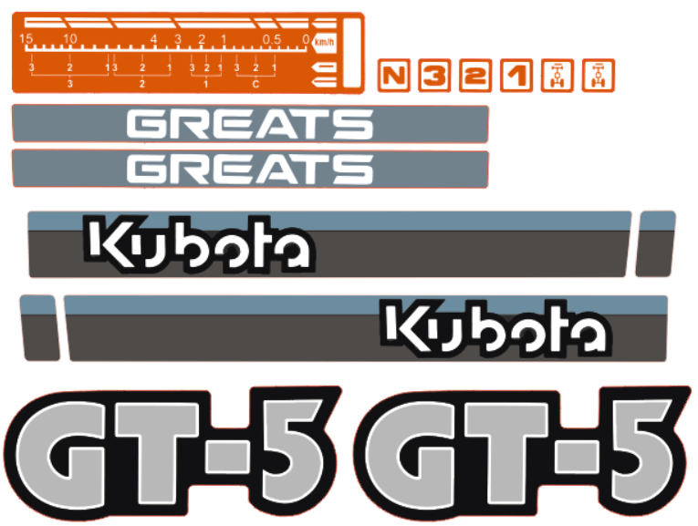 Adhesivos capo conjunto Kubota GT5