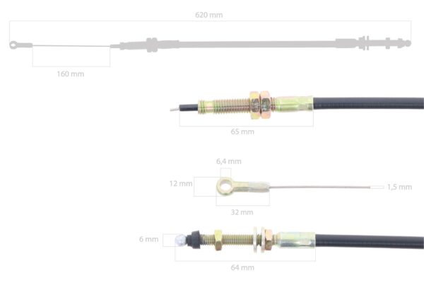 Cable del acelerador manual Kubota STV32, STV36, STV40 - Imagen 2