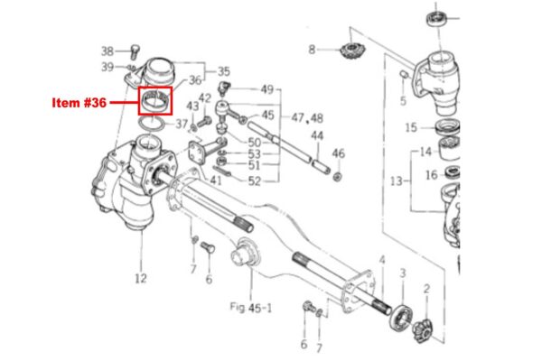 Casquillo del cojinete del eje delantero 4WD Iseki TE3210, TU1400, TU1401, TU1500, TU1501, TU1600, TU1601, TU1700, TU1701, TU1900, TU1901, TU2100, TU2101, - Imagen 4