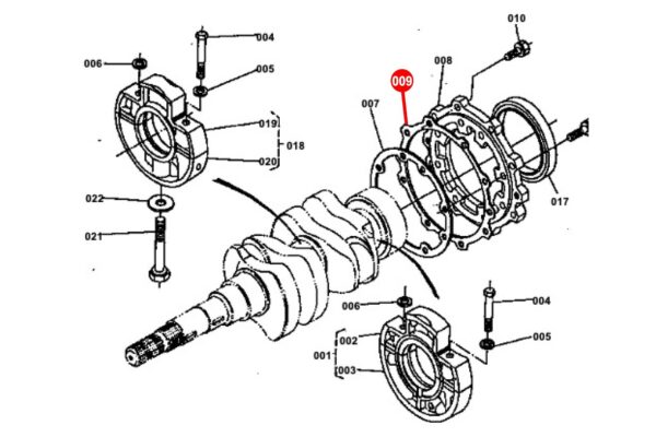 Junta soporte de retén de cigüeñal Kubota D1100A, DH1101, D1102, D1301, D1302, D1402, F2302, S2200, S2600, S2602, S2800, V1500, V1501, V1701, V1702, V1902, Z750, Z751, Z851, - Imagen 2