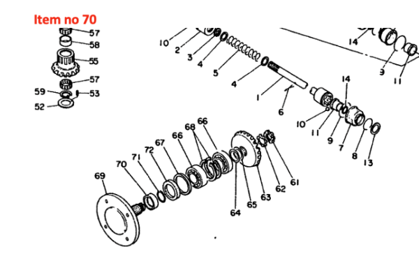 Yanmar Eje de muñón con collar de buje / sello 4WD YM1500 - Imagen 3