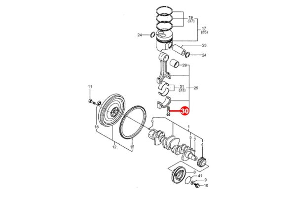 Tornillo de biela Yanmar 4TNE92/94/98, 4TNV94/98, Komatsu 4D92E, 4D94E, 4D94LE, 4D98E, S4D98E, - Imagen 3