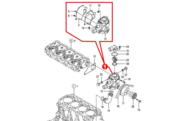 Bomba de agua Yanmar 4TNE92, 4TNE94, 4TNE98, 4TNV98, 4TNV94L, Komatsu 4D92E, 4D94E, 4D98E, S4D94E, 4D94L, 4D94LE, - Imagen 6