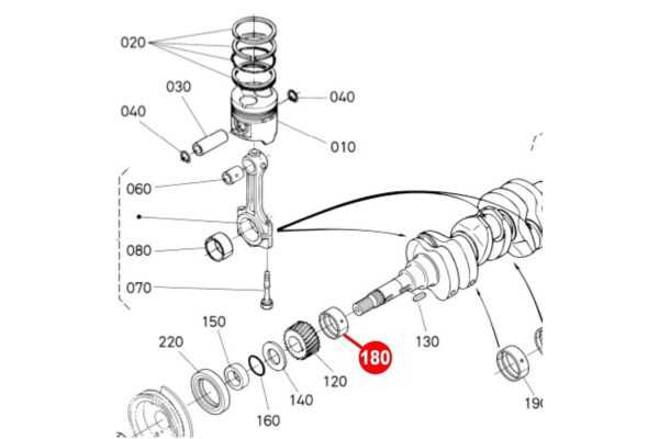 Cojinete del cigüeñal (delantero) Kubota D650, D750, D850, D950, V1100, V1200, Z500, ZB500, Z600, ZB600, Z602, - Imagen 4