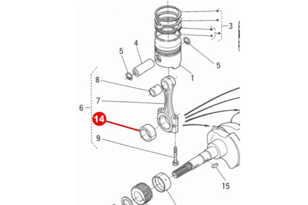 Cojinete de biela STD Kubota D650, D750, D850, D950, E75, EA300, EA330, V1100, V1200, Z500, ZB500, Z600, ZB600, - Imagen 4