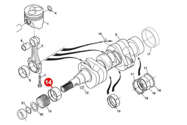 Cojinete del cigüeñal STD (delantero) Kubota D600, D640, D650, D662, D722, D750, D782, D850, D902, D950, V1100, V1200, Z400, Z402, Z430, Z482, Z500, ZB500, ZB600, Z600, Z602, - Imagen 4