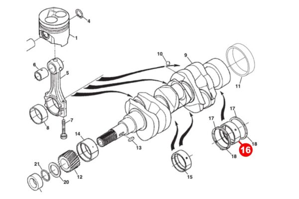 Cojinetes del cigueñal STD (trasero) Kubota D600, D640, D650, D662, D722, D750, D782, D850, D902, D950, V1100, V1200, Z400, Z402, Z430, Z482, Z500, ZB500, Z600, ZB600, Z602, - Imagen 4