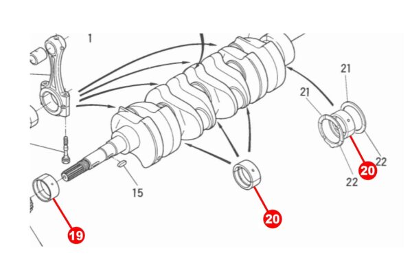 Cojinetes del cigüeñal STD Kubota V1100, V1200, - Imagen 3