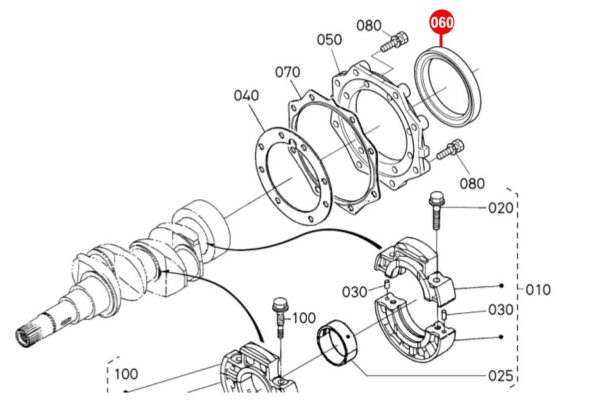 Cigüeñal Réten (trasero) 68x80x10 Kubota D600, D640, D650, D662, D722, D750, D782, D850, D902, D950, V1100, V1200, V1205, Z402, Z432, Z482, Z500, Z602, - Imagen 5