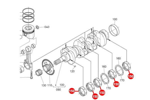 Juego de cojinetes del cigueñal STD Kubota V3000, V3600, V3800, - Imagen 3