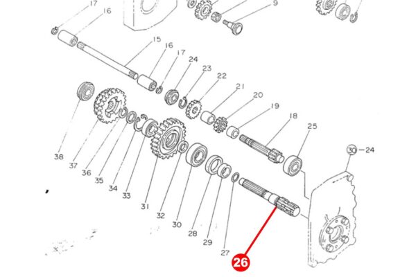 Eje de toma de fuerza Yanmar YM110, YM1510 - Imagen 4