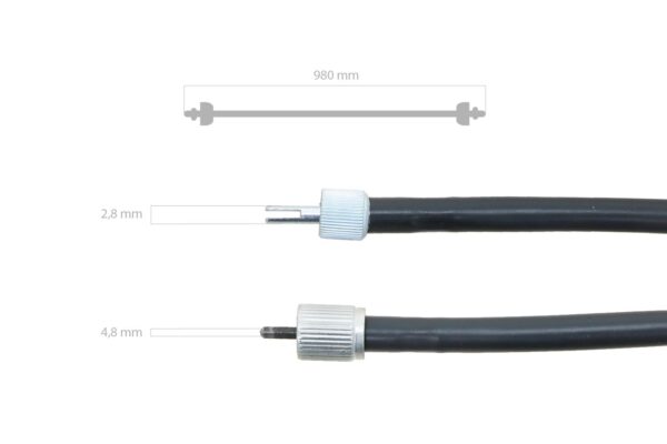 Cables Cuentahoras  980mm Kubota L175, L185, L185DT, L1500, L1501, L1801, L2000, L2201, Zen Noh ZL1500, ZL1501 - Imagen 2