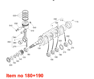 Juego de cojinete principal STD 60mm Kubota V1903, V2003, V2203, V2403