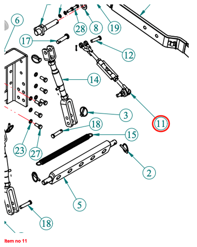 Cadena de limitación barra de tiro Captain 263H, Startrac 26H, 263H, Antonio Carraro 26H,